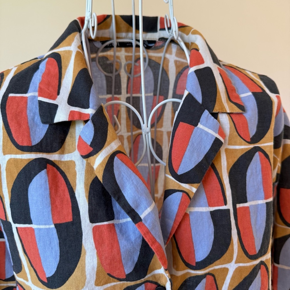 Zara 80's Print Button Front Crop Top Open Back L… - image 2